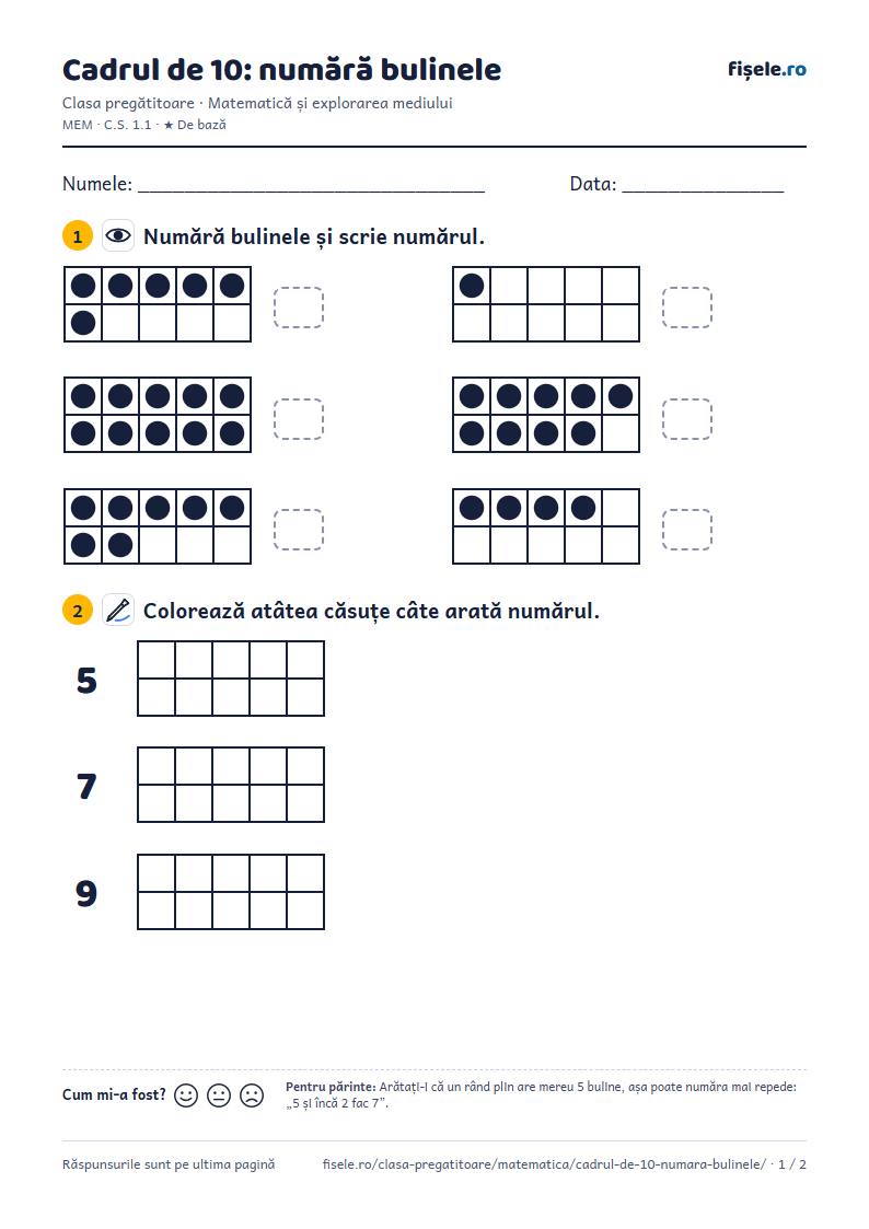 Previzualizare: Cadrul de 10: numără bulinele