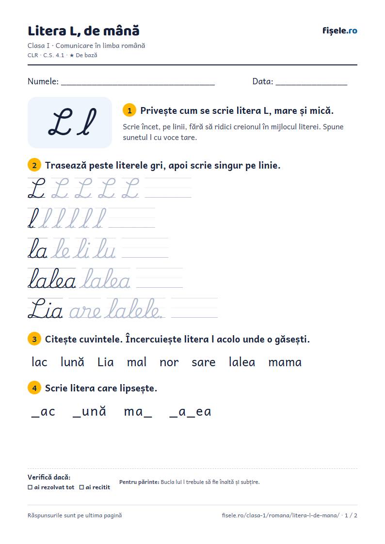 Previzualizare: Litera L, de mână