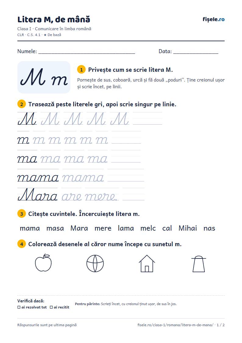 Previzualizare: Litera M, de mână