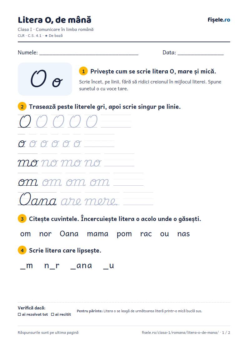 Previzualizare: Litera O, de mână