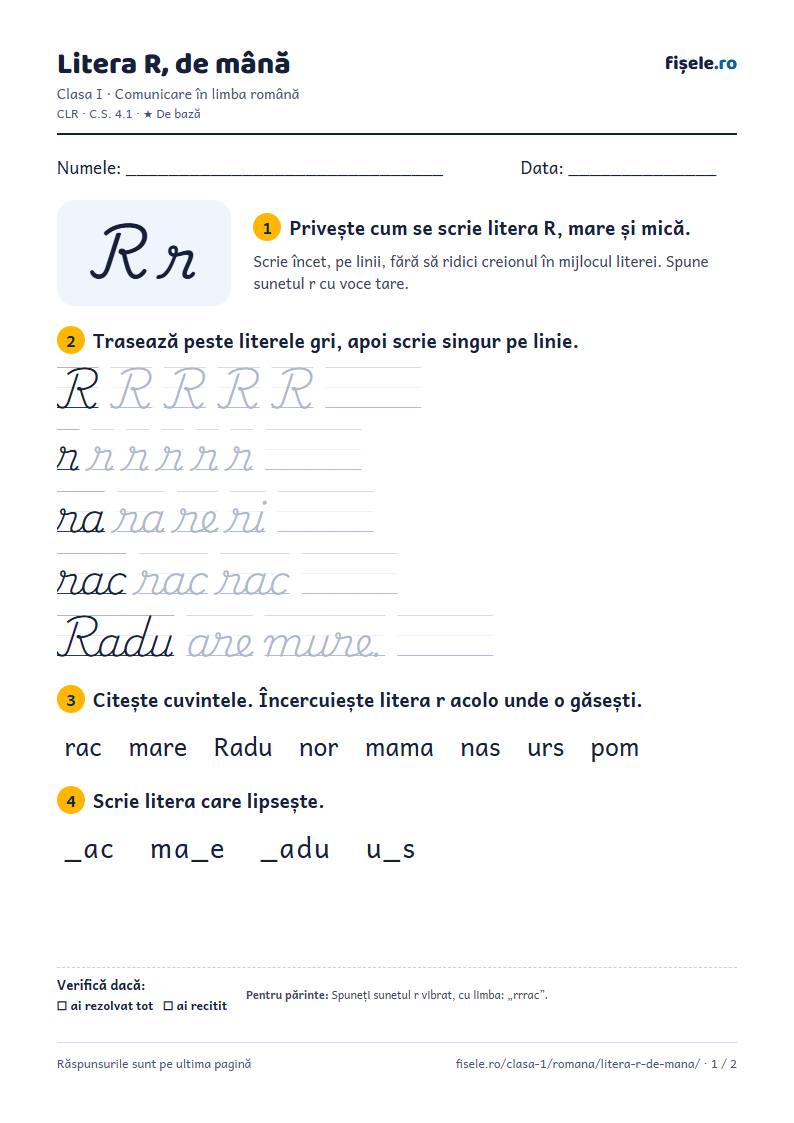 Previzualizare: Litera R, de mână