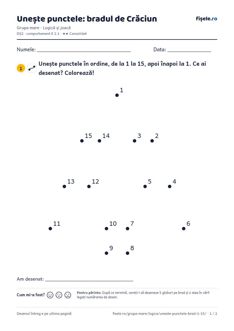 Previzualizare: Unește punctele: bradul de Crăciun