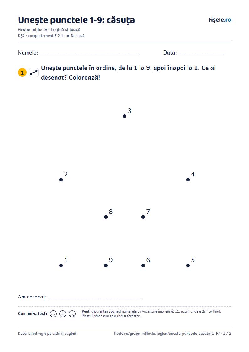 Previzualizare: Unește punctele 1-9: căsuța