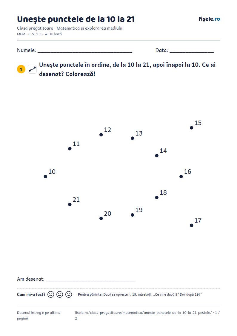 Previzualizare: Unește punctele de la 10 la 21