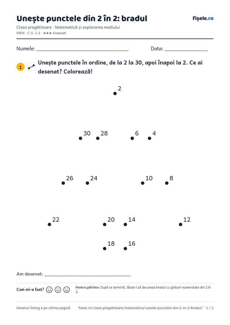 Previzualizare: Unește punctele din 2 în 2: bradul