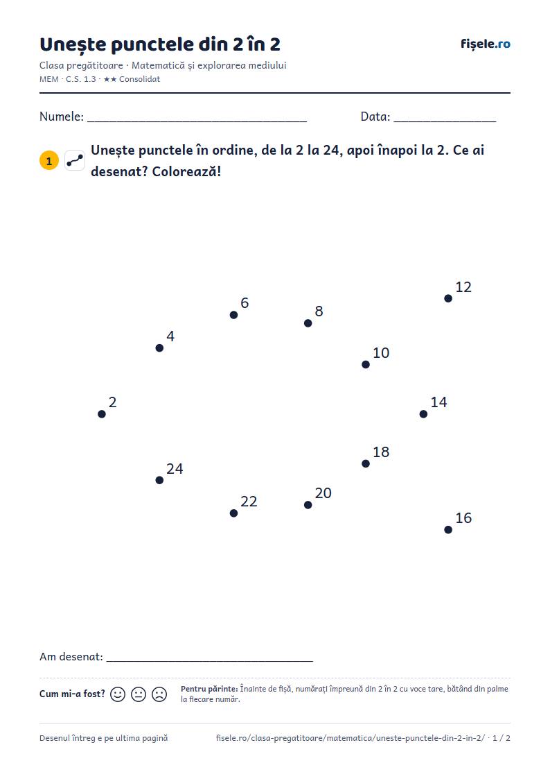 Previzualizare: Unește punctele din 2 în 2