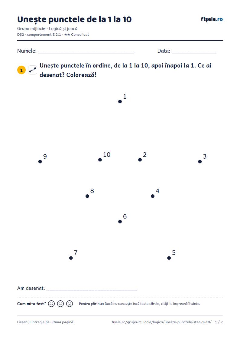 Previzualizare: Unește punctele de la 1 la 10