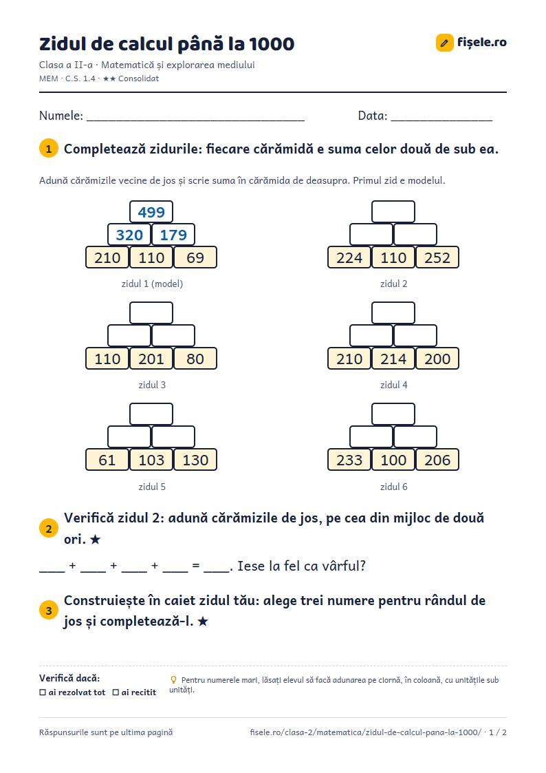 Previzualizare: Zidul de calcul până la 1000