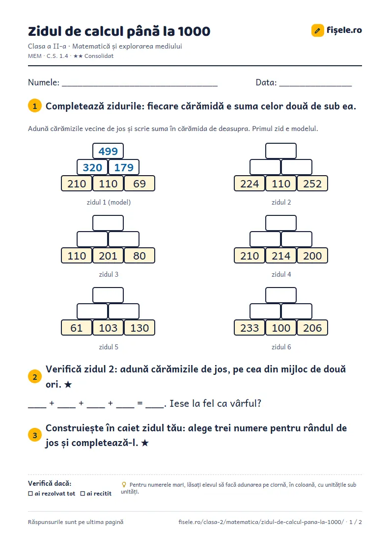 Previzualizare: Zidul de calcul până la 1000